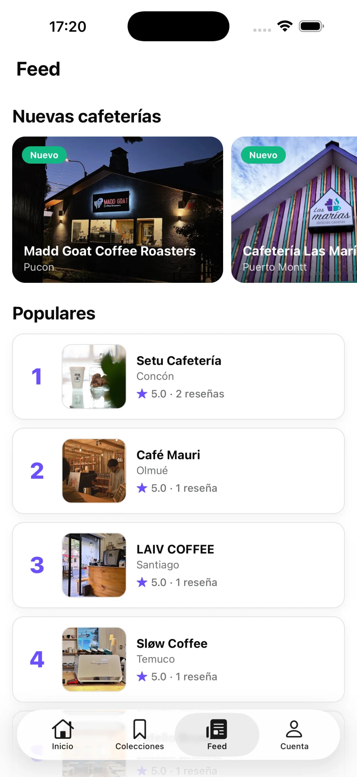 Feed de la comunidad en Coffeed